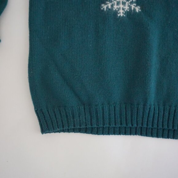 Ceau Mar Teal Wool Angora Snowflake Knit Sweater Cabincore Retro Aesthetic XL - Picture 6 of 10